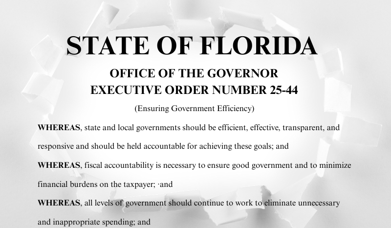 An impage showing the executive order issued by Ron Desantis on February 24, 2025